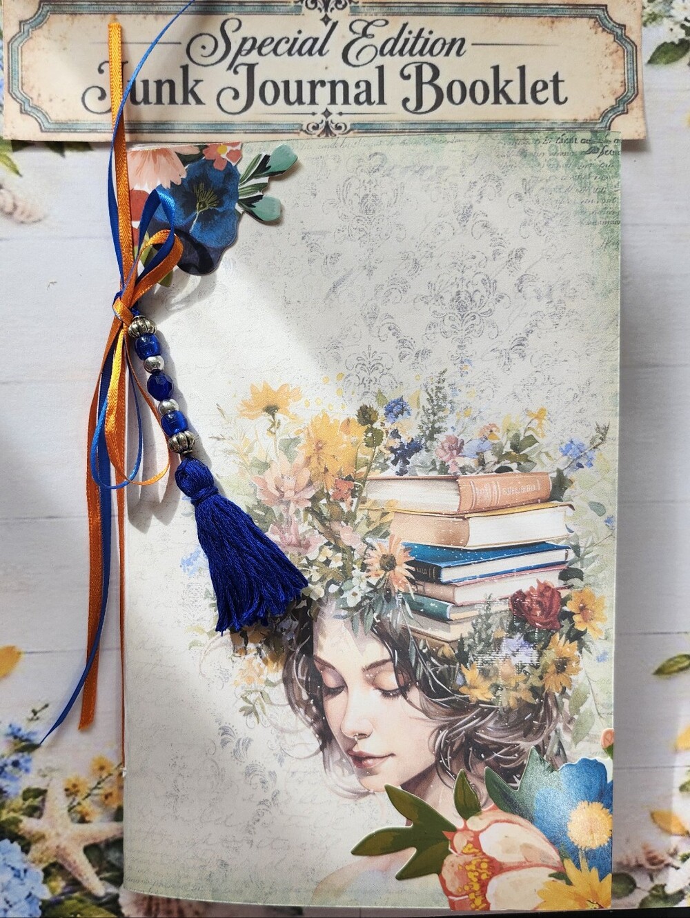 SPECIAL EDITION Junk Journal Booklet "BOOK LOVER" 40 Pg 8.5X5.5 +Ephemera